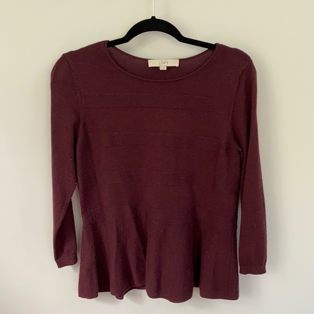 Ann Taylor Loft Purple Peplum Sweater